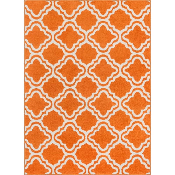 Well Woven StarBright Calipso Orange 5 ft. x 7 ft. Kids Area Rug