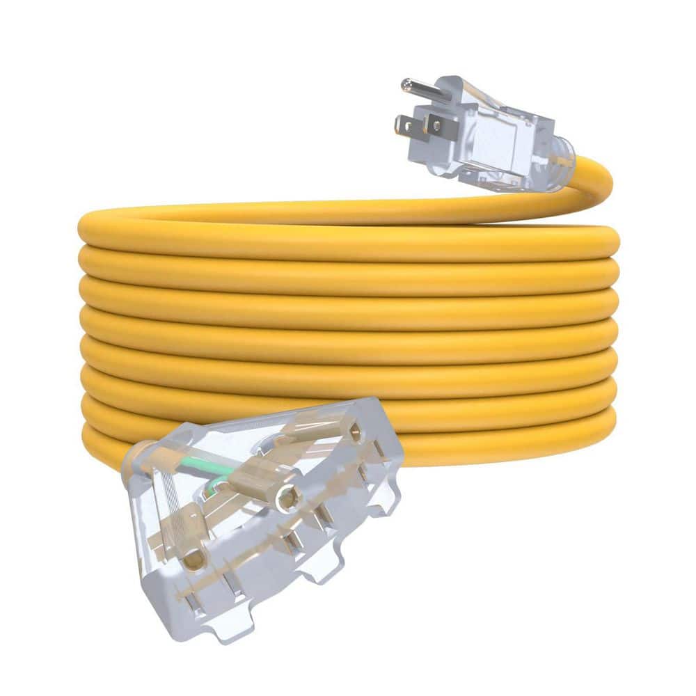 25 ft. 12/3 Outdoor Extension Cord w/ Lighted End Heavy Duty 12-Gauge 3 Prong SJTW, 15 Amp 1875 Watt ETL Listed - Yellow price history on PriceWatchPro