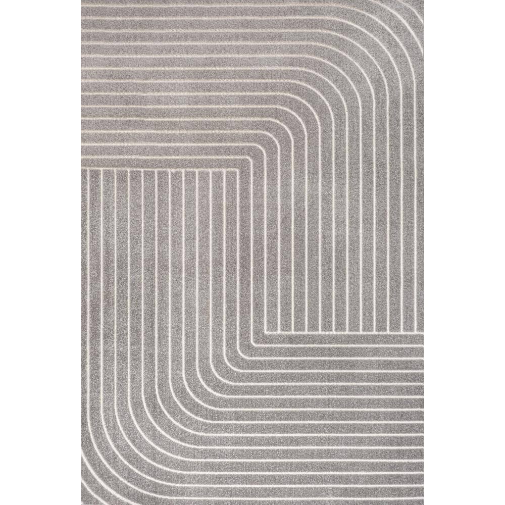 Odense Minimalist Geometric Gray/Ivory 3x5 Synthetic Area Rug