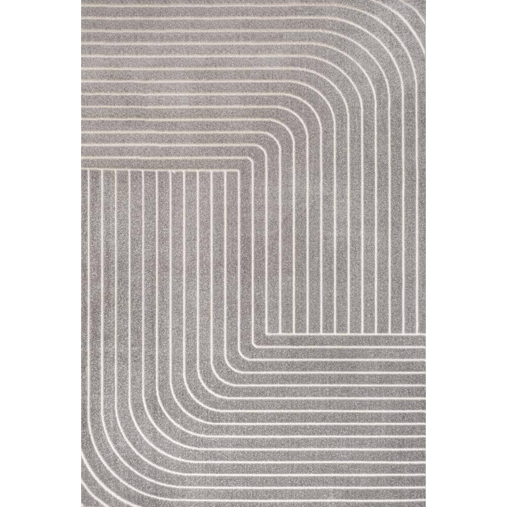 Odense Minimalist Geometric Gray/Ivory 4' x 6' Synthetic Area Rug