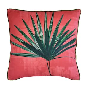 Multi-Colored Fan Palm Leaf Indoor/Outdoor 20 x 20 Decorative Throw Pillow