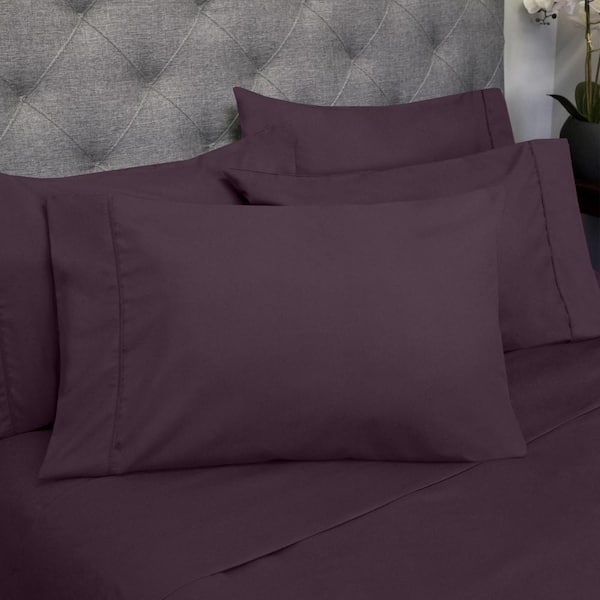 1500 Supreme Series 6-Piece Purple Solid Color Microfiber King Sheet Set