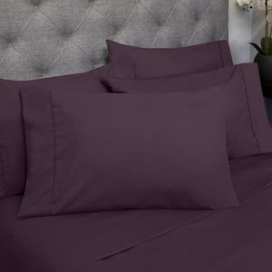 1500 Supreme Series 4-Piece Purple Solid Color Microfiber Twin Sheet Set