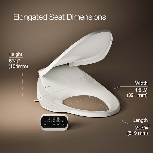 Purewash E750 Electric Bidet Seat for Elongated Toilets with Touchscreen Remote Control in Biscuit