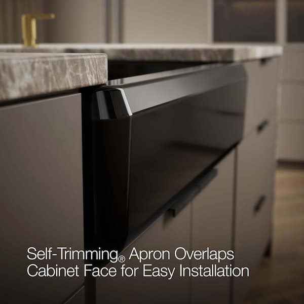 KOHLER Riverby Black Cast Iron 35.6875 in. Single Bowl Farmhouse