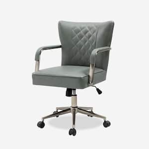Falko Sage Faux Leather Polyurethane Elegant Diamond-Tufted Swivel Task Chair with Height-Adjustable Legs