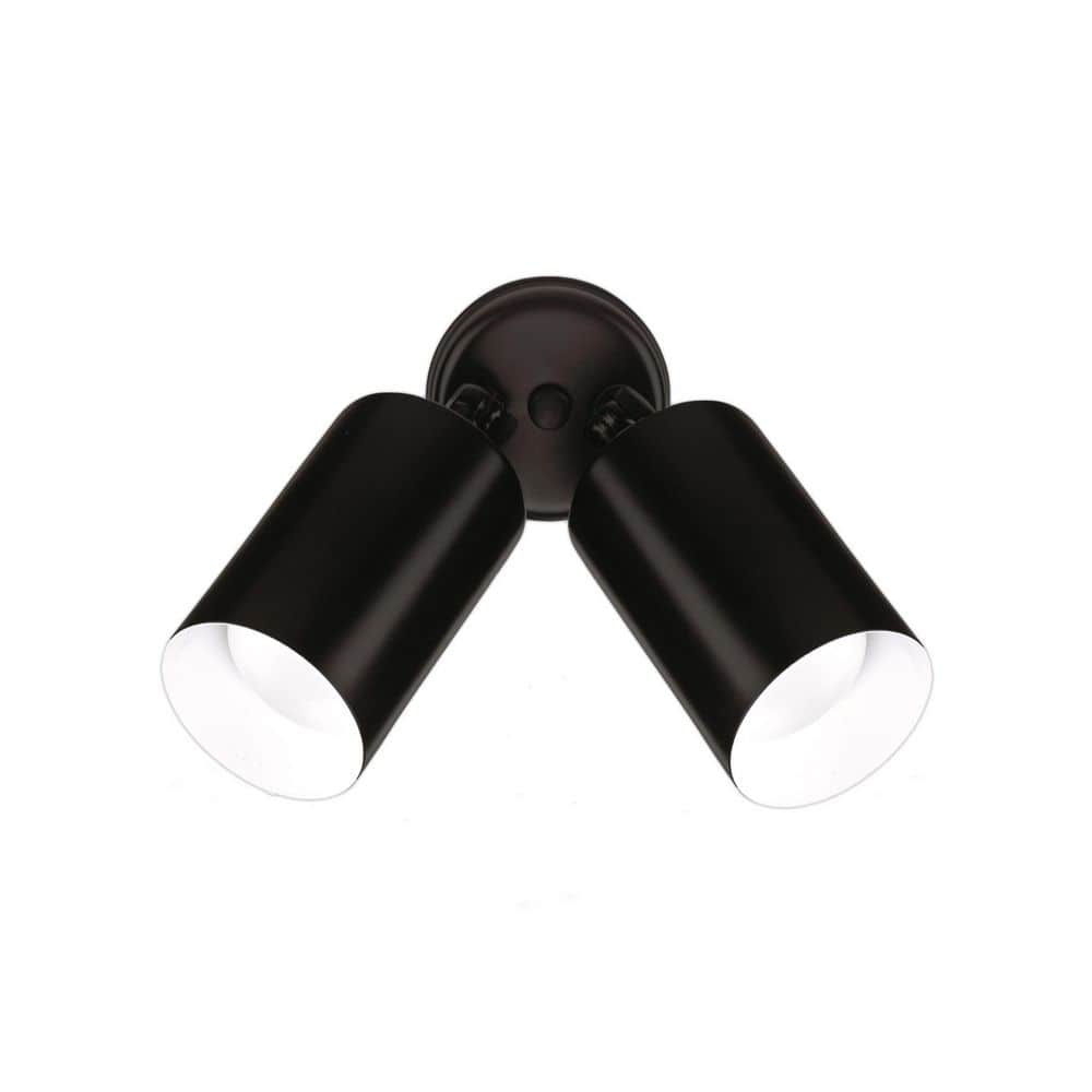 NICOR Double Bullet 75-Watt 2-Light Black Outdoor Wall Lantern