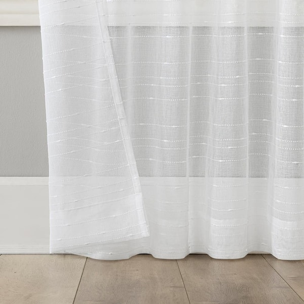 Scott Living 84-in White Semi-sheer Back Tab Single Curtain Panel
