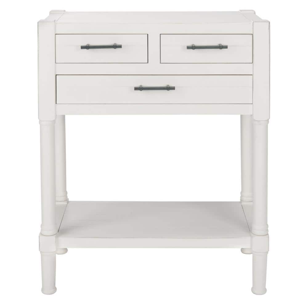 Filbert Distressed White 28'' Wood & Metal Console Table with Storage