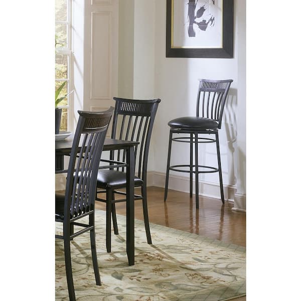 Hillsdale Furniture Cottage 26 in. Rubbed Black Swivel Cushioned Bar Stool