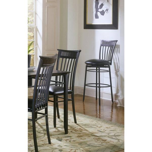 Hillsdale Furniture Cottage 30 in. Rubbed Black Swivel Cushioned Bar Stool
