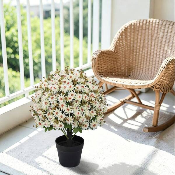 poetree 24in.White Artificial Topiary Plant with Daisy Flowers (2