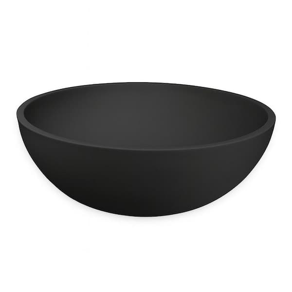 16 in. Veyra Matte Black Solid Surface Round Vessel Sink