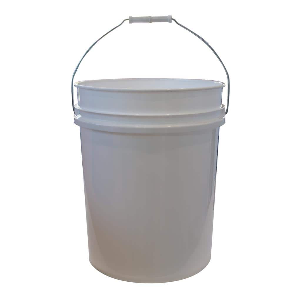 5 gal. BPA Free Food Grade White Bucket with Wire Handle and Lid – Five  Gallon Buckets