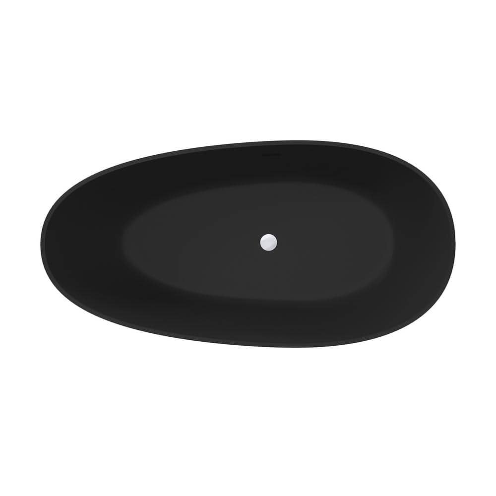 Matte Black 67'' Solid Surface Freestanding Soaking Bathtub