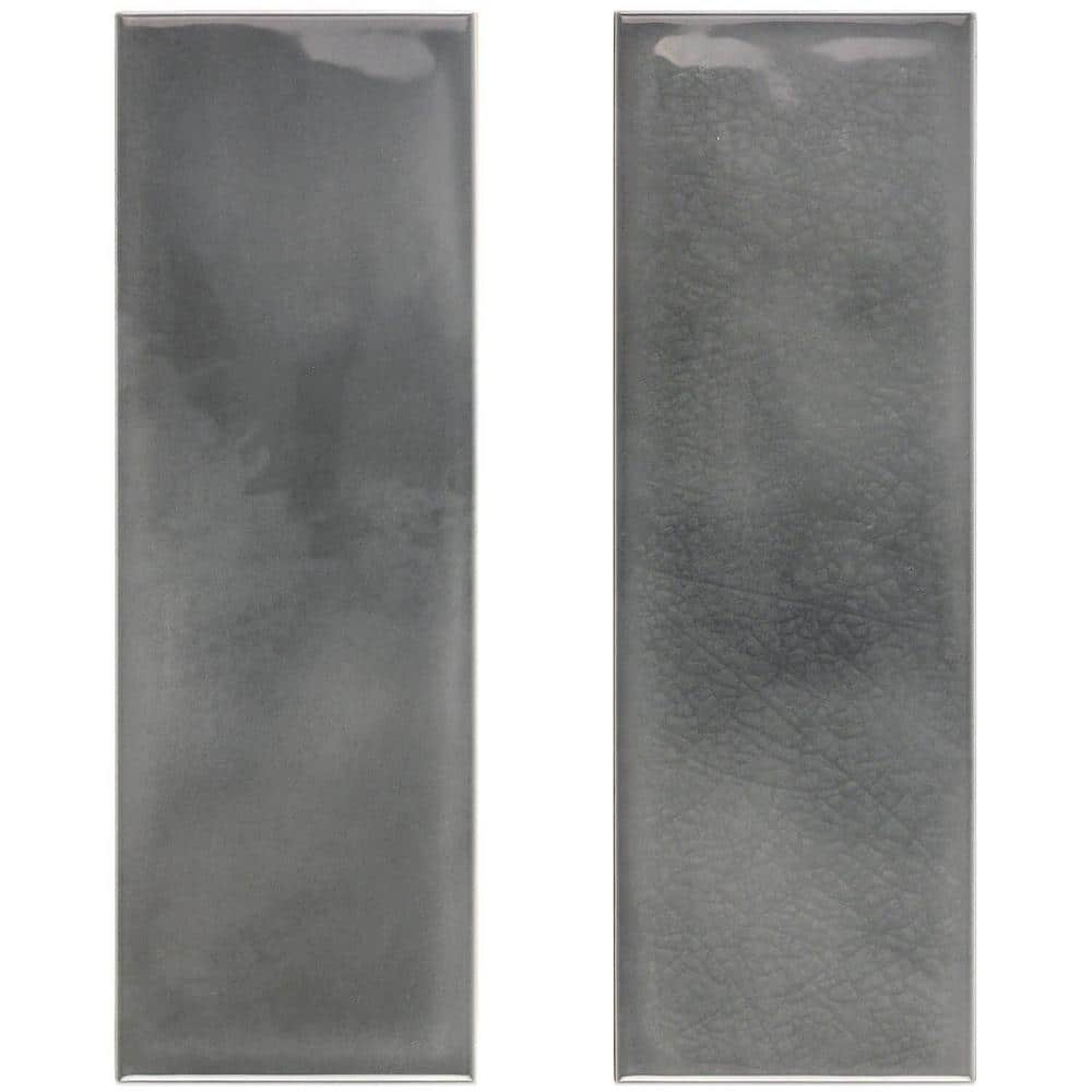 Gray Glossy Ceramic Subway Wall Tile 4" x 12"
