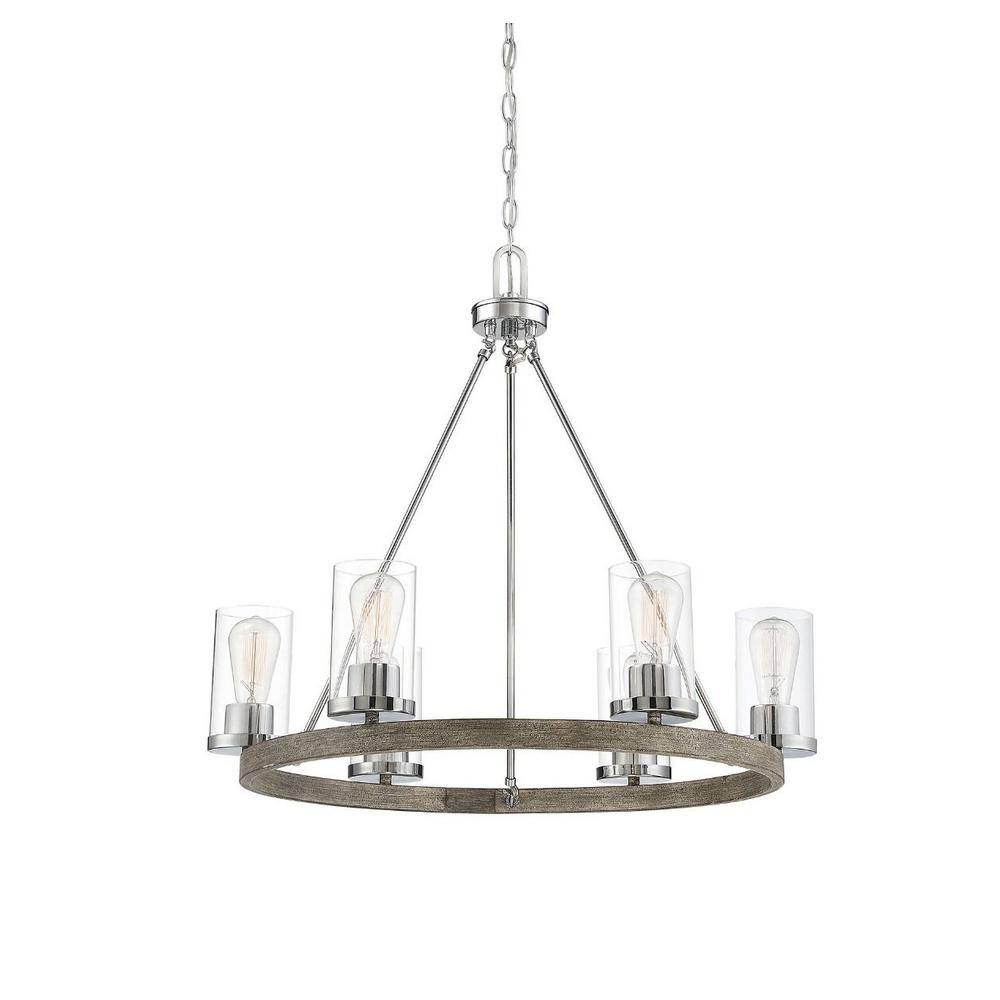 Greywood Chrome 5-Light Chandelier with Clear Glass Shades