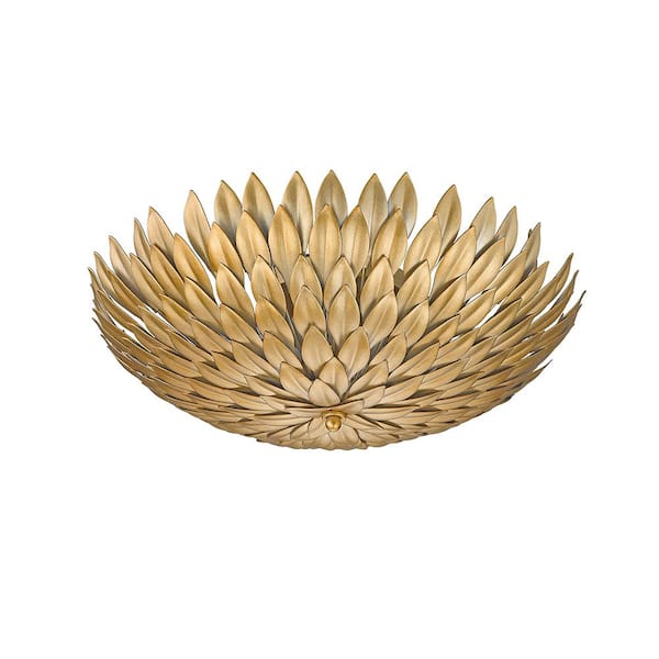 Unbranded Heather II 18 in. 4-Light Gold Flush Mount