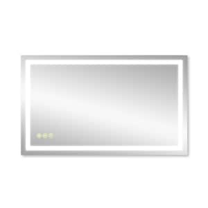 60 in. W x 36 in. H Rectangular Frameless Anti-Fog Wall Mounted LED Light Bathroom Vanity Mirror in Silver
