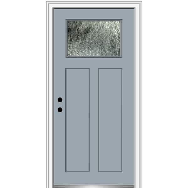 MMI Door 32 in. x 80 in. Right-Hand/Inswing Rain Glass Storm Cloud Fiberglass Prehung Front Door on 4-9/16 in. Frame