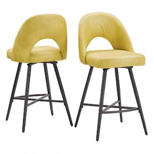 39 in. H Yellow Metal Swivel Counter Height Stools (Set Of 2)