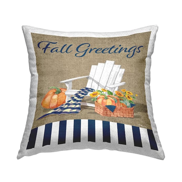 Stupell Industries Fall Greetings Scene Brown Square Outdoor Throw Pillow