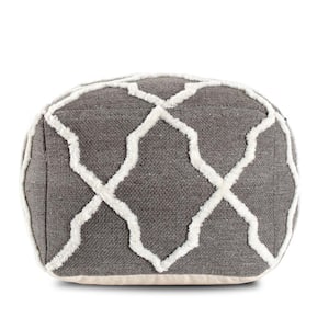 24 in. x 24 in. x 17 in. Diamond Joe Gray and Ivory Pouf