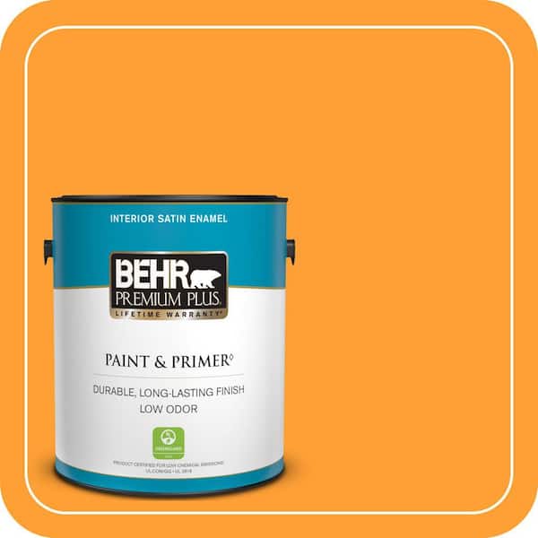 BEHR PREMIUM PLUS 1 gal. #P250-7 Blazing Bonfire Satin Enamel Low Odor Interior Paint & Primer