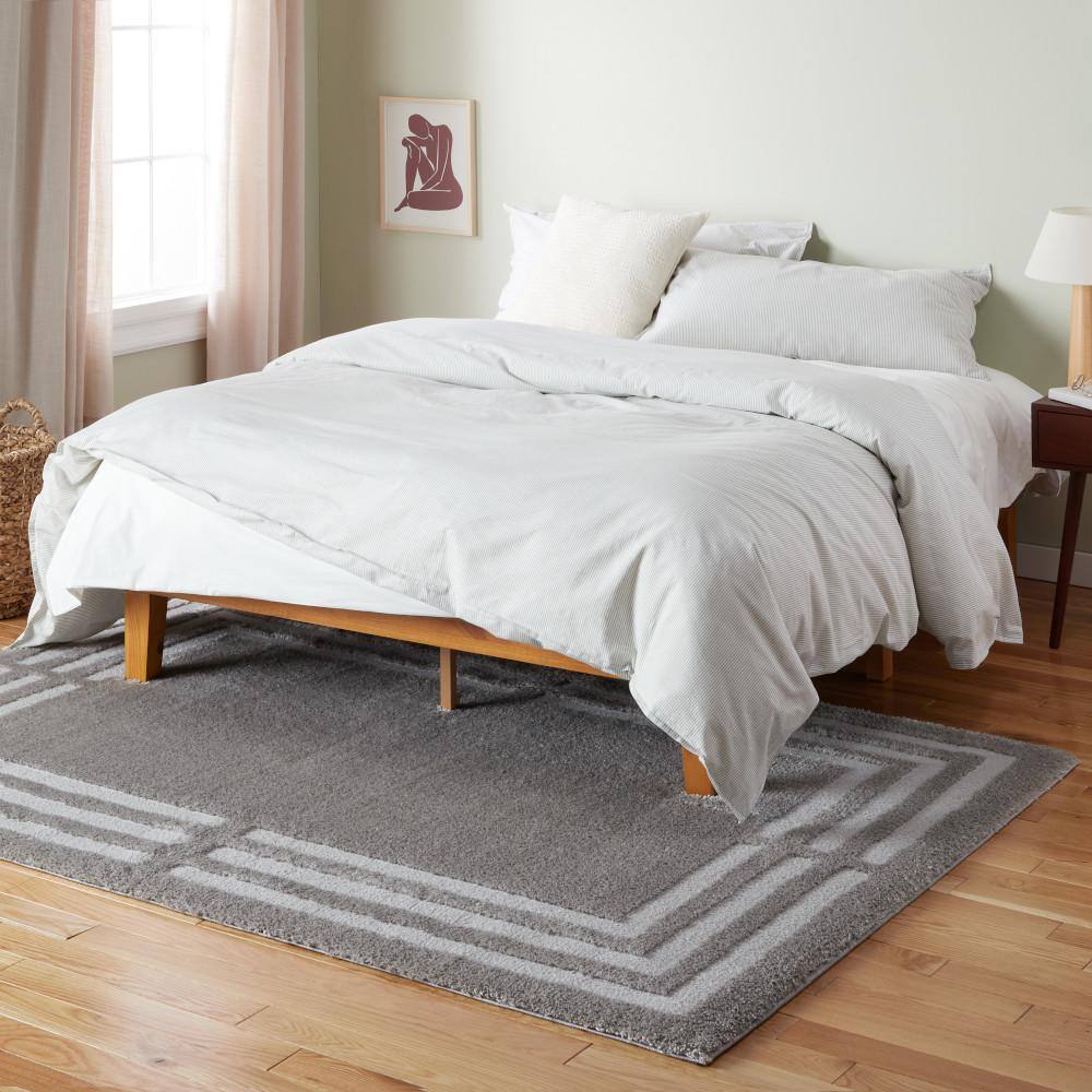 Cloud Shag Gray Geometric Polyester Rectangular Area Rug