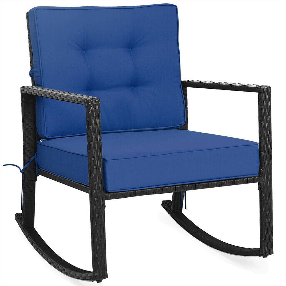 Rattan Wicker Glider Outdoor Rocking Chair with Cushion, Navy price history on PriceWatchPro