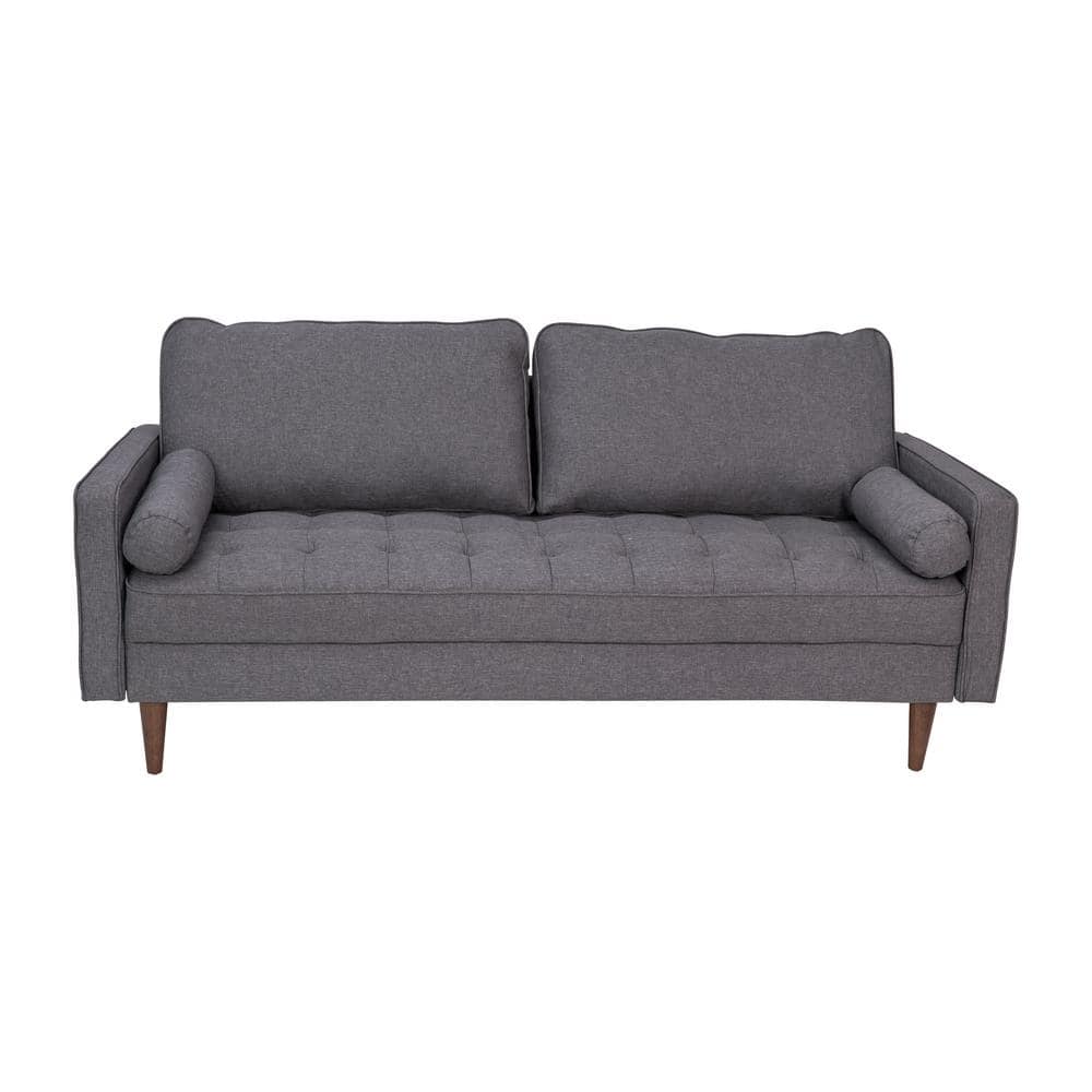 Carnegy Avenue 72 in. Dark Gray Polyester 2-Seat Rectangular Square Arm ...