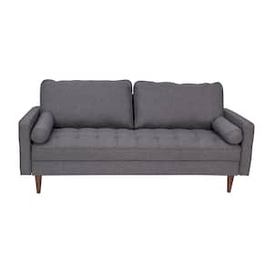72 in. Dark Gray Polyester 2-Seat Rectangular Square Arm Sofa
