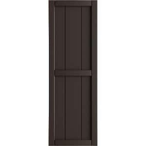 10-3/4 in. x 47 in. True Fit PVC Two Board Framed Board and Batten Shutters Pair in Raisin Brown