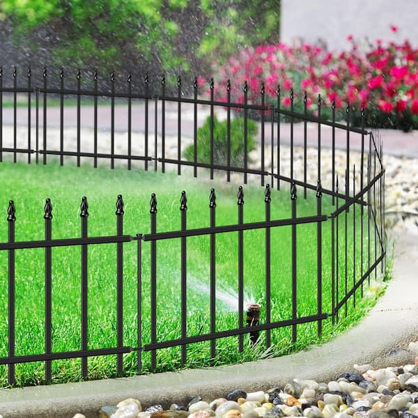 Oyezvary Roman Column Deco 18 in. Black Metal Garden Fence Panels