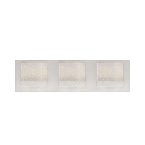 Home Decorators Collection Alberson 18.1 in. W 3-Light Brushed Nickel Integrated LED Bathroom Vanity Light Bar