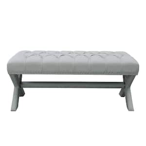 Amelia Light Gray 45.27 in. 100% Linen Bedroom Bench Backless Upholstered