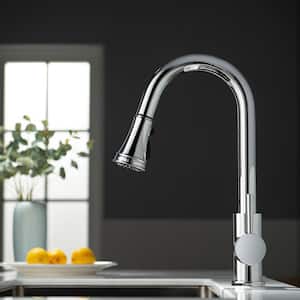Kristella Single Handle Pull Down Sprayer Kitchen Faucet with Dual Function Sprayer in Polished Chrome