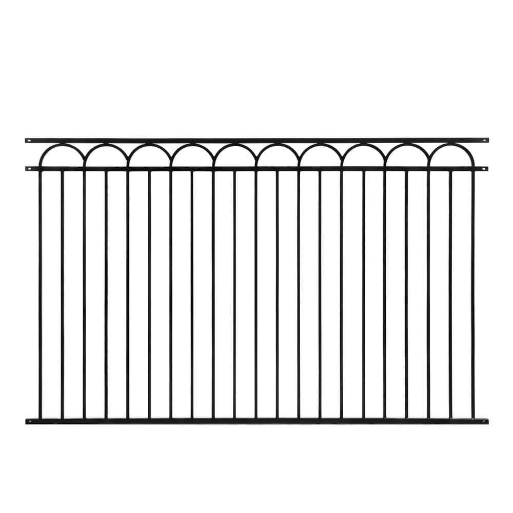 Heavy Duty, Anti-Rust 8 ft. x 5 ft. Black Steel Space Bar Arc Decorative Garden Fence Panel (1-Pack) price history on PriceWatchPro