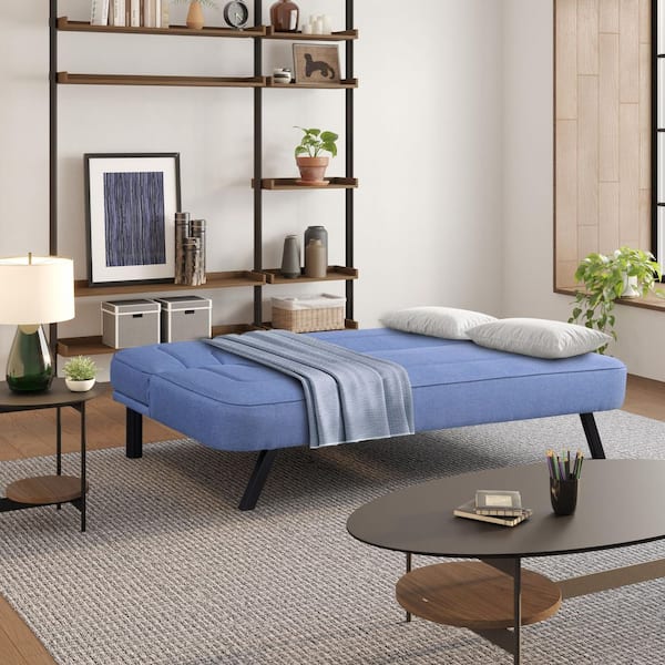 Serta Findlay 66.1 in. Blue Polyester Twin Size Futon 123A047BLU