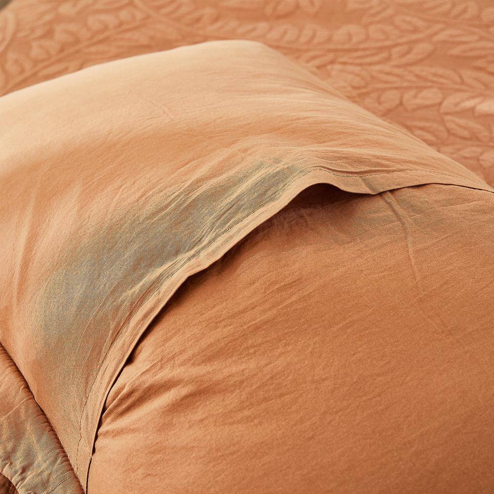 Standard Royal Orange Cotton Embroidered Pillow Shams