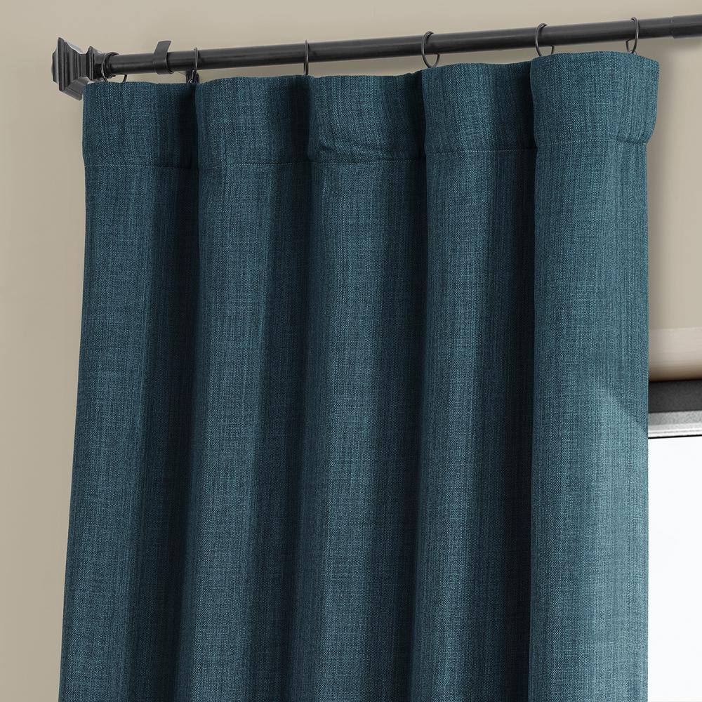 Story Blue Faux Linen Room Darkening Curtains 84 Inches