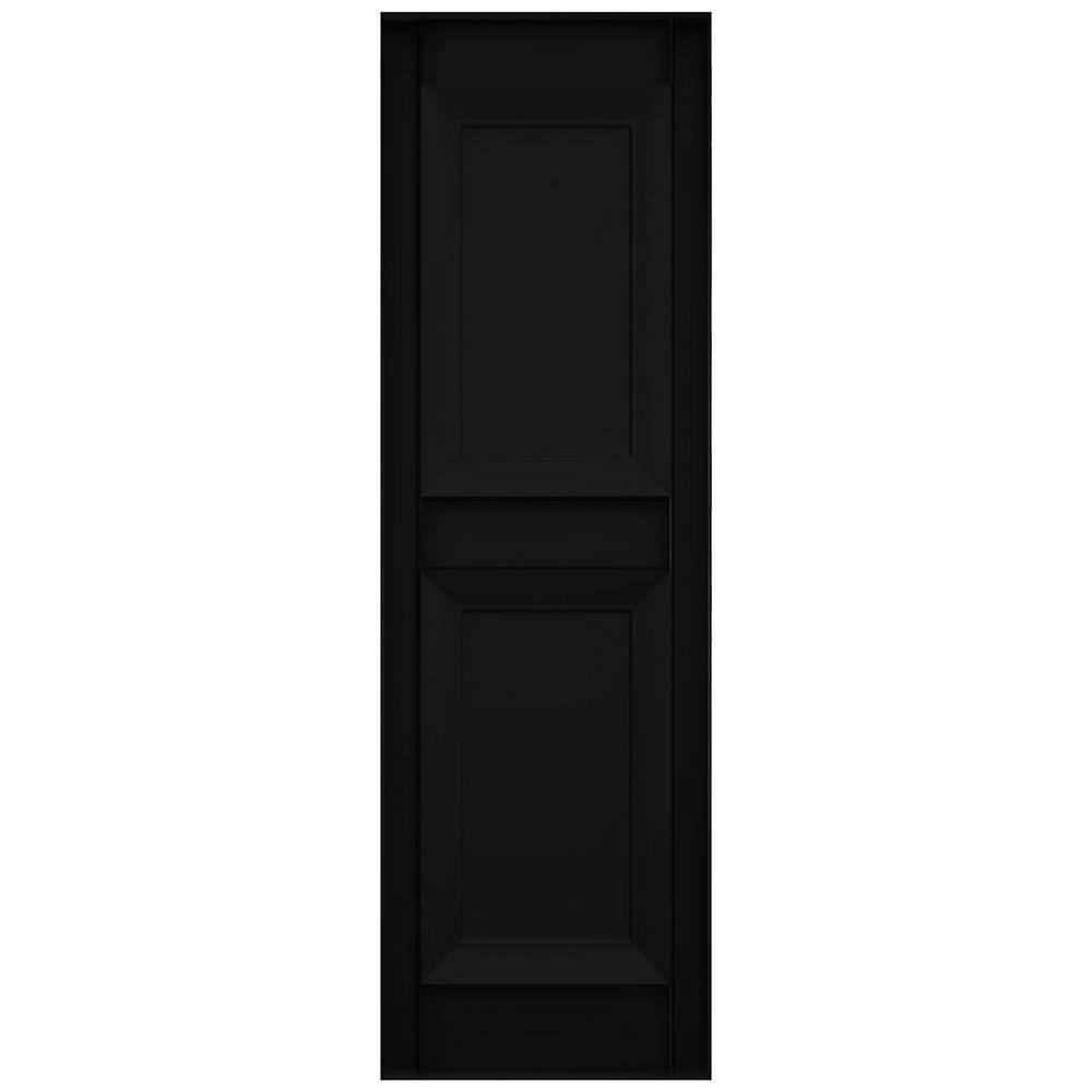 Black Vinyl Raised Panel Shutters, 12"W x 44"H