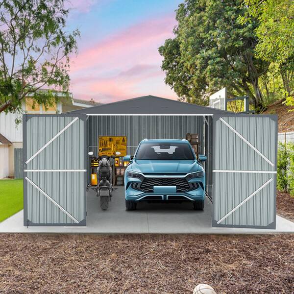 Daheat 13 ft. W x 20 ft. D Outdoor Metal Storage Shed with 2 Doors