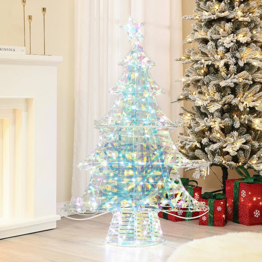 Multicolor LED Lighted Christmas Tree with Iron Frame