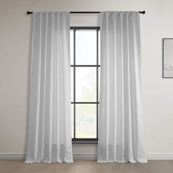 Exclusive Fabrics & Furnishings Bright White Euro Linen Rod Pocket Light Filtering Curtain - 50 in. W x 96 in. L (1 Panel)