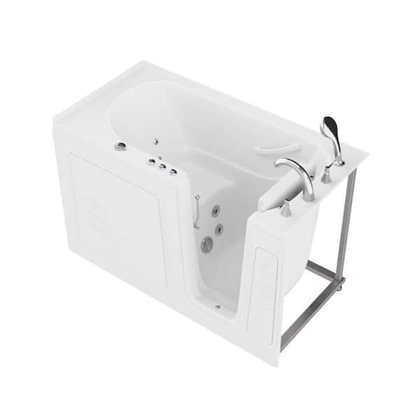 Universal Tubs HD Series 60 in L x 30 in W Right Drain Quick Fill Walk-In Whirlpool Bath Tub with Powered Fast Drain in White