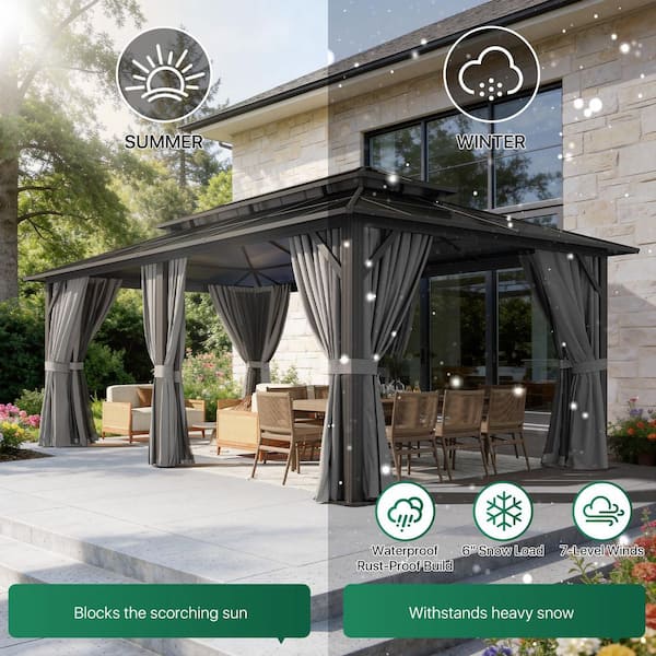 Sizzim 20 ft. x 12 ft. Steel Frame Double Polycarbonate Roof