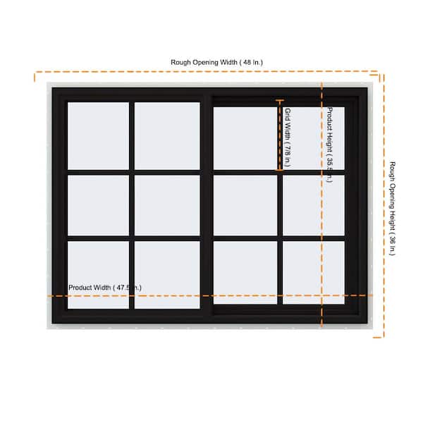 JELD-WEN 48 in. x 36 in. V-4500 Series Black Exterior/White