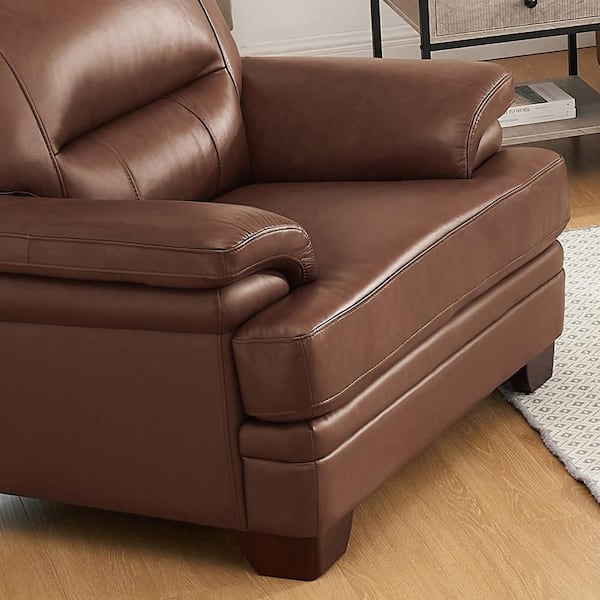 Hydeline Luxor Pecan Brown Top Grain Leather Arm Chair with Memory