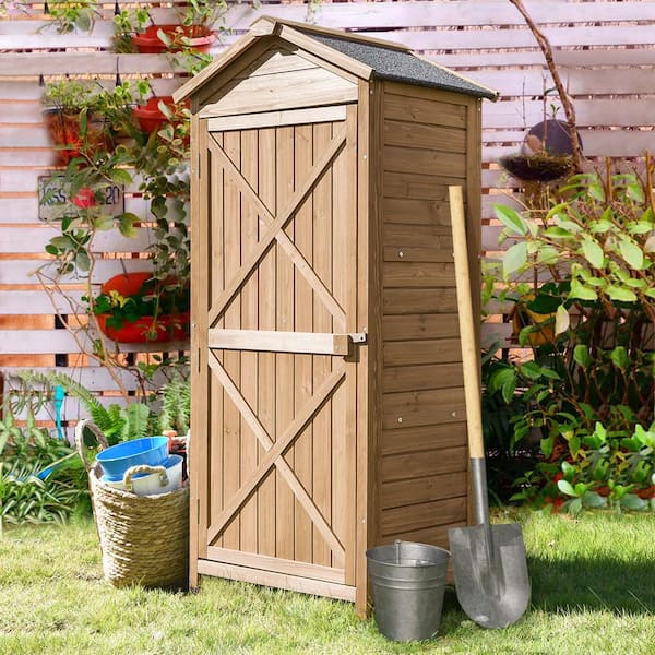 25.2 in. W x 18 in. D x 61.6 in. H Natural Wooden Outdoor Storage
